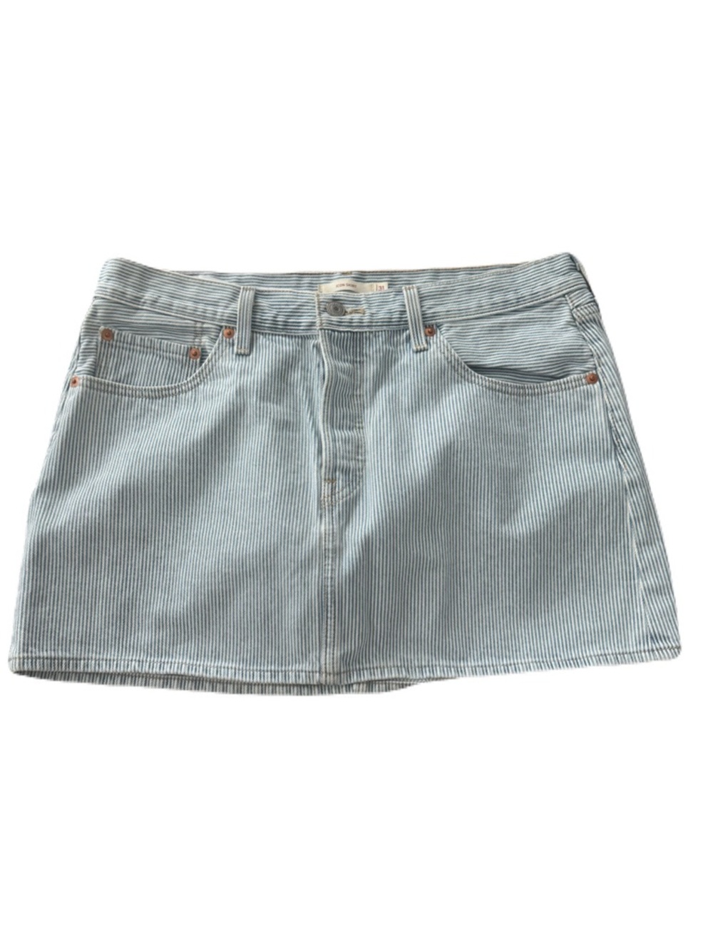 NWOT Levi's Striped Light Blue Denim Mini Icon Skirt Size 31